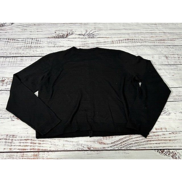Elie Tahari Womens Cardigan Sweater Classic Button Down Merino Wool Black Large - Picture 2 of 8